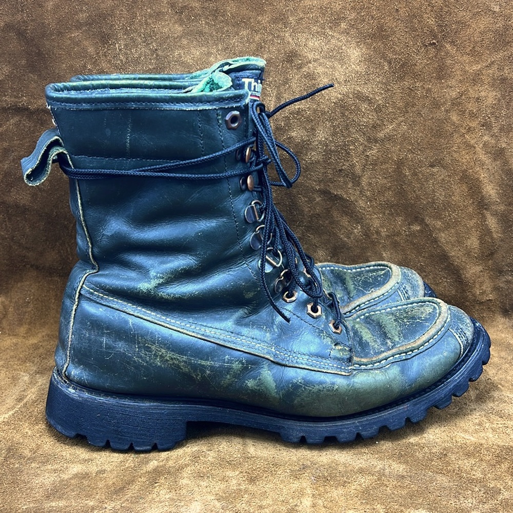 Rugged Incredible Hulk Vintage Green Leather Work Boots - Picture 3 of 12